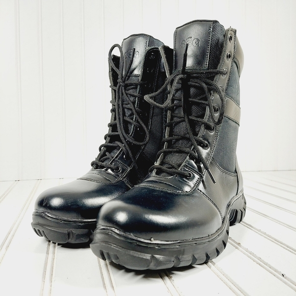 NEW  SSG Army Black Combat Lace Up Comfy Midi Military Boots  A1033 - Picture 2 of 12